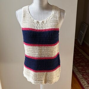 Tommy Hilfiger Cream and Navy Knit Tank Top